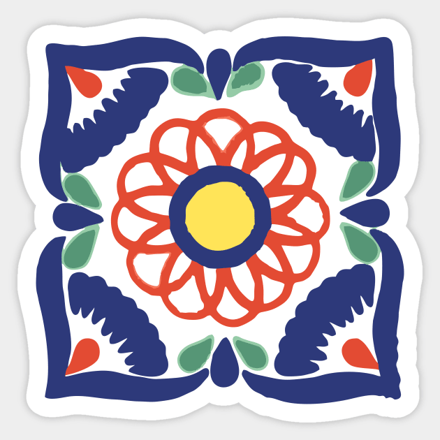 Talavera Blue Petals Sticker by jgeiger714